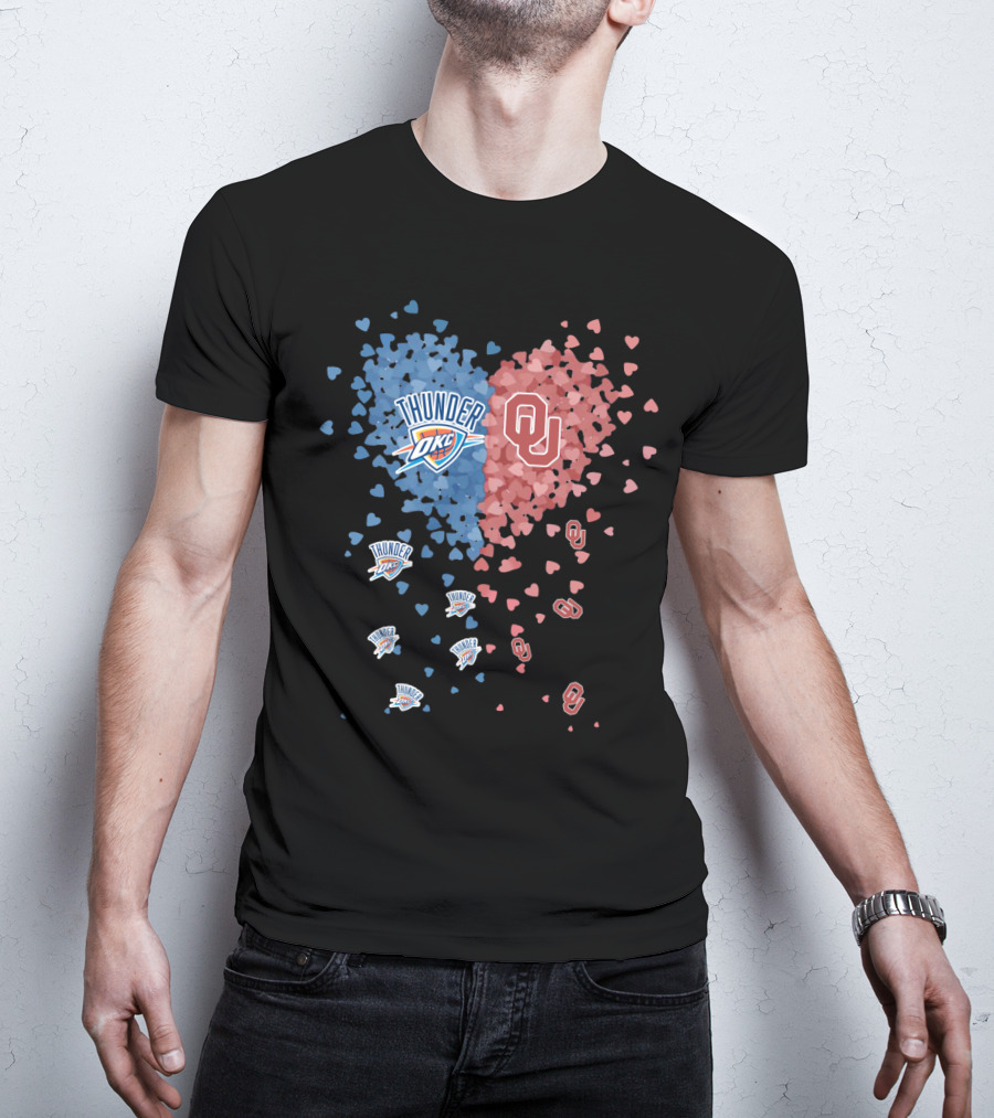 Oklahoma City Thunder Okc University Of Oklahoma Heart Shapes T-Shirt