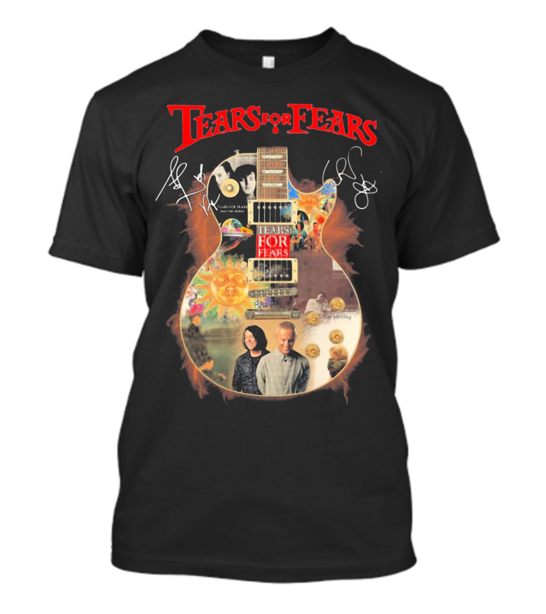Tears For Fears Pop Rock Band Guitar Collage With And Band Members T-Shirt