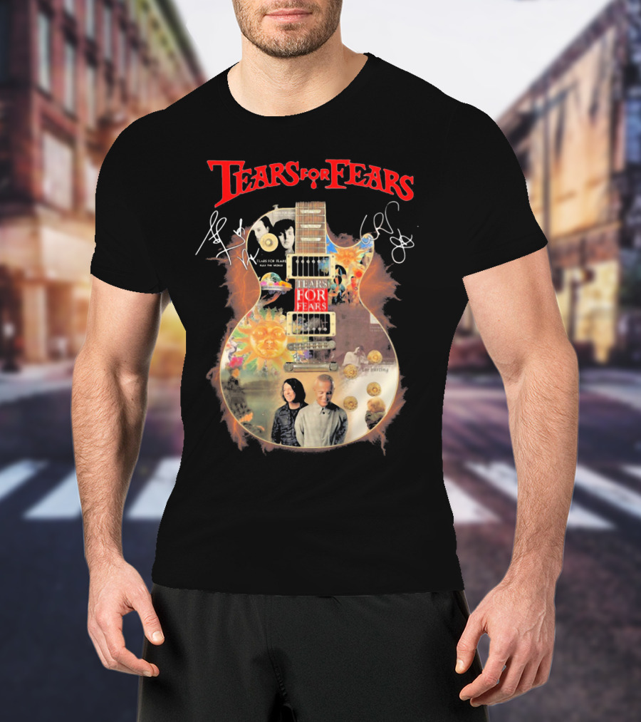 Tears For Fears Pop Rock Band Guitar Collage With And Band Members T-Shirt