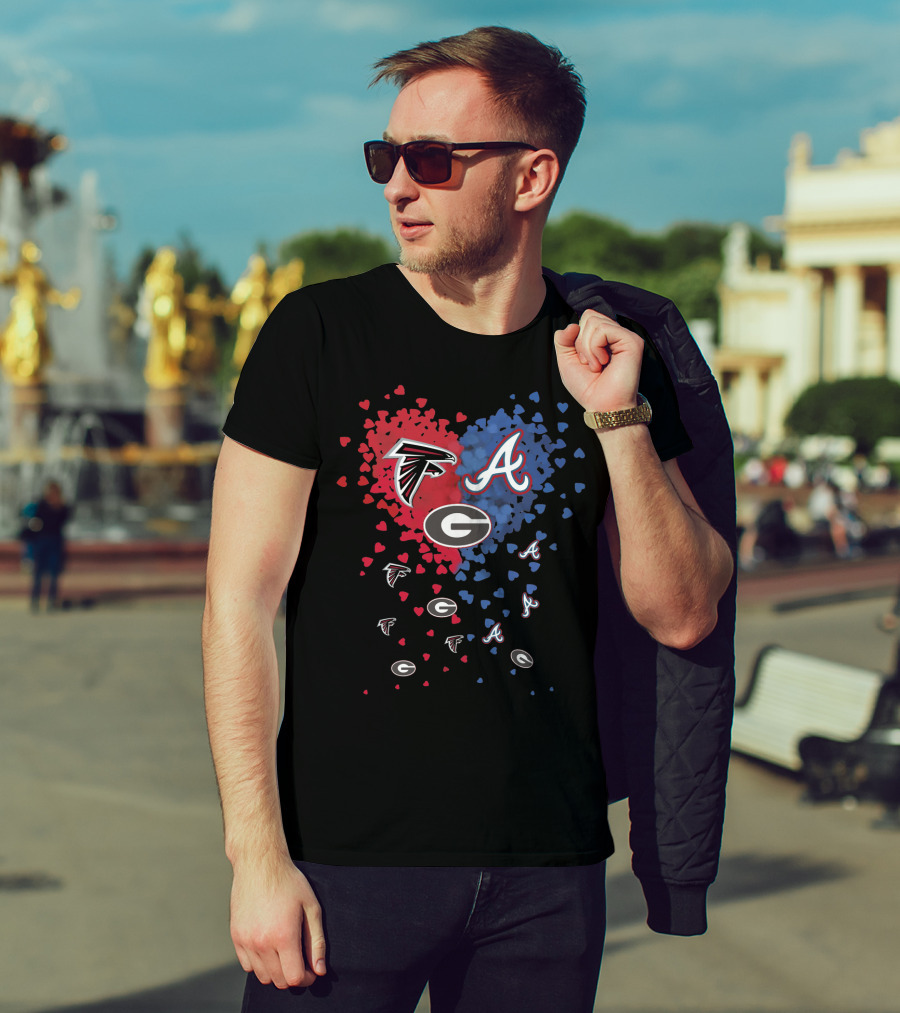 Atlanta Falcons Atlanta Braves Georgia Bulldogs Heart T-Shirt