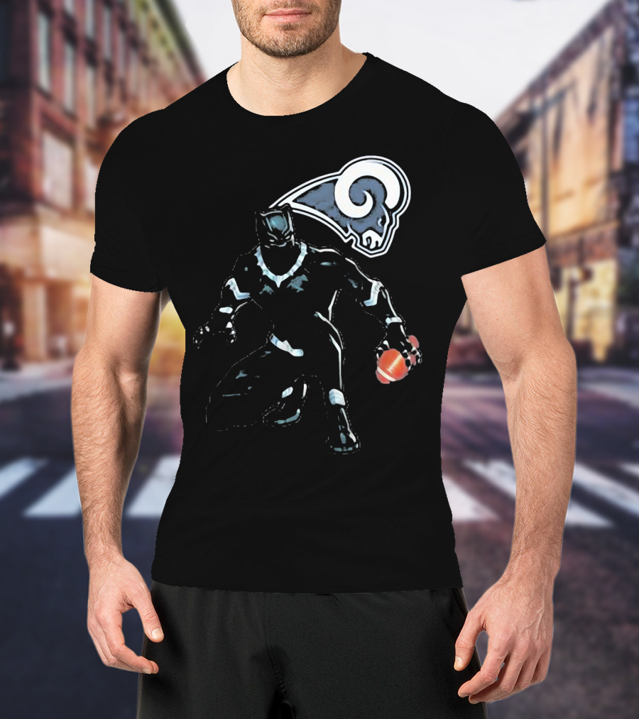 Black Panther Rams Football Crossover Los Angeles Rams T-Shirt