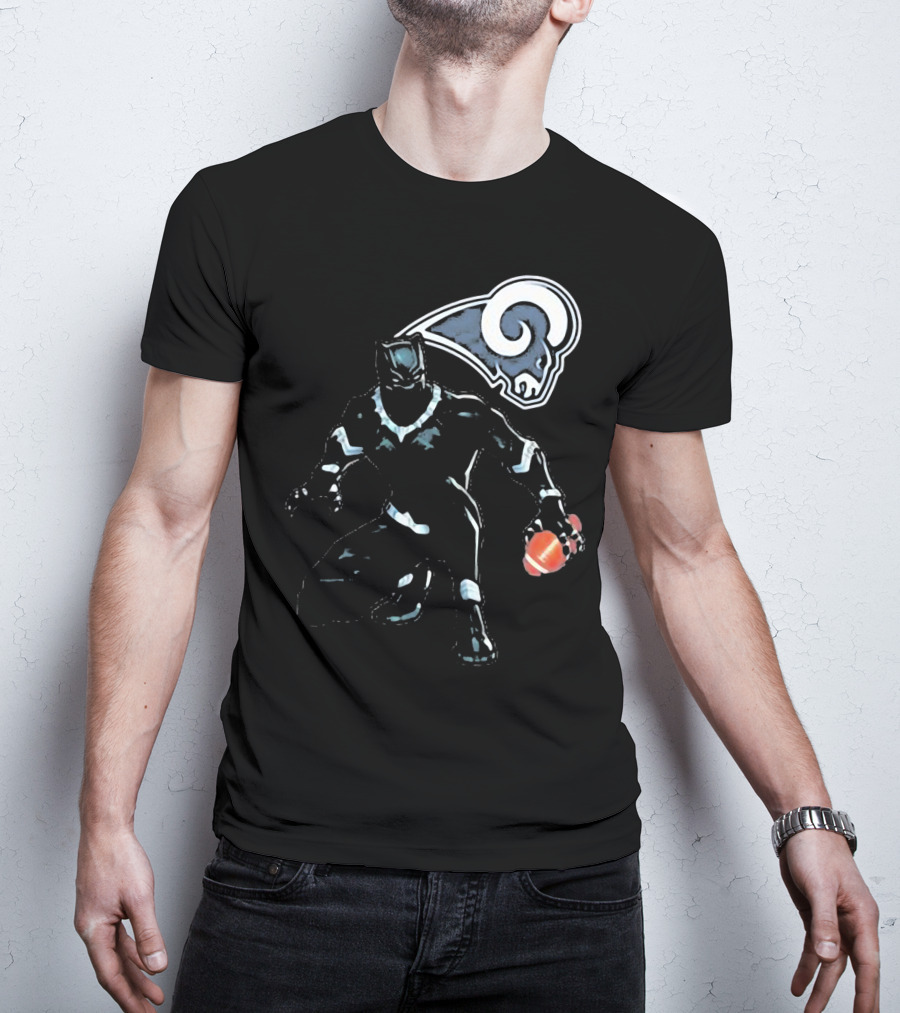 Black Panther Rams Football Crossover Los Angeles Rams T-Shirt