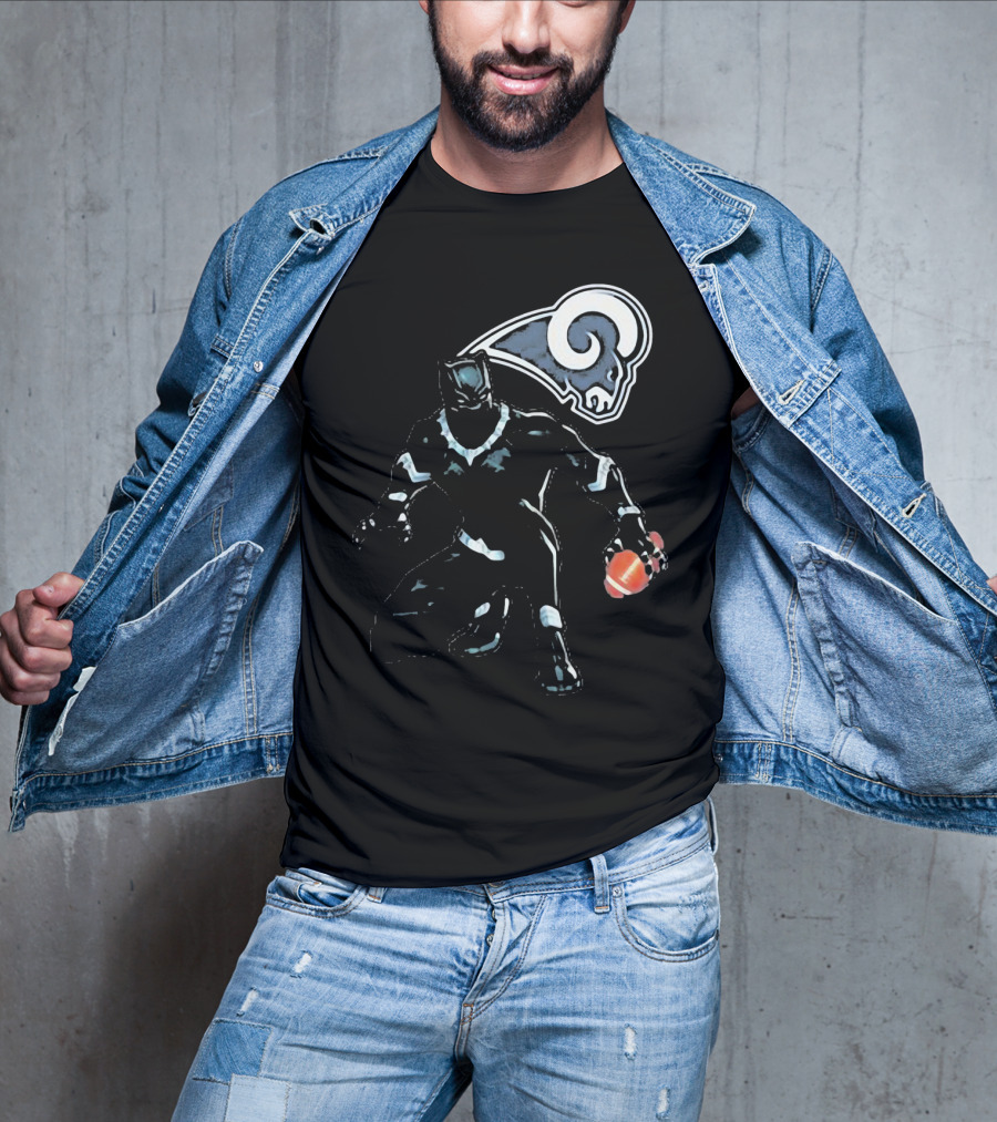 Black Panther Rams Football Crossover Los Angeles Rams T-Shirt