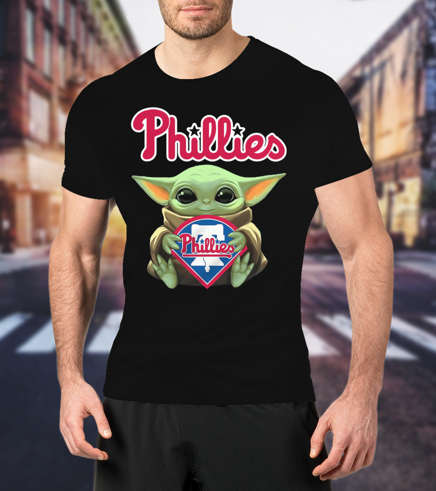 Phillies Baby Yoda Hug Philadelphia Phillies T-Shirt