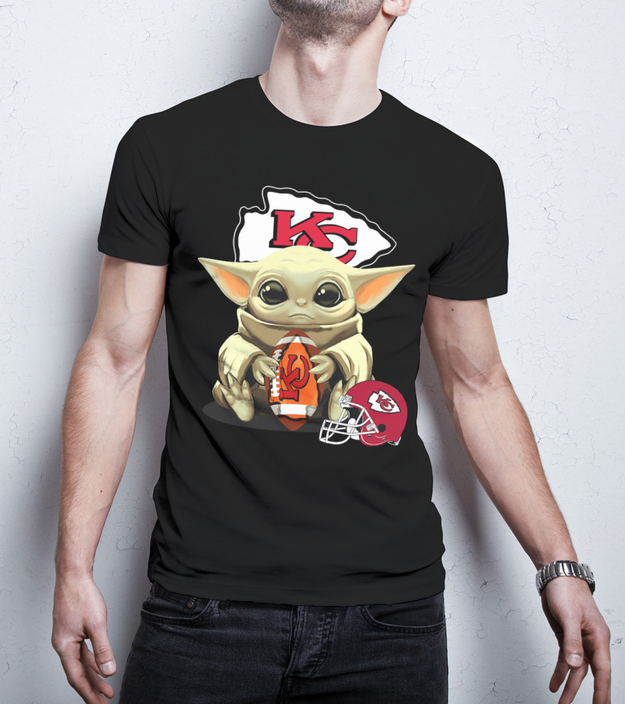 Baby Yoda Kansas City Chiefs Football Helmet T-Shirt