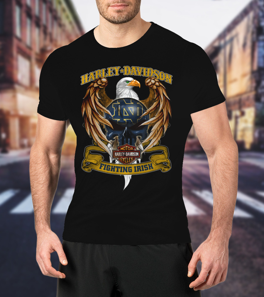 Harley Davidson Motor Cycles Notre Dame Fighting Irish T-Shirt