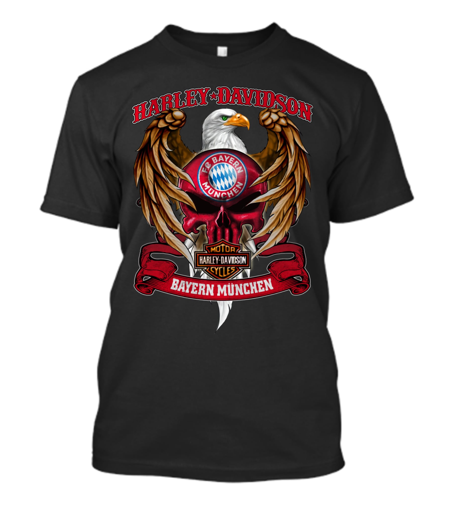 Harley Davidson Fc Bayern München Eagle Logo Bundesliga T-Shirt