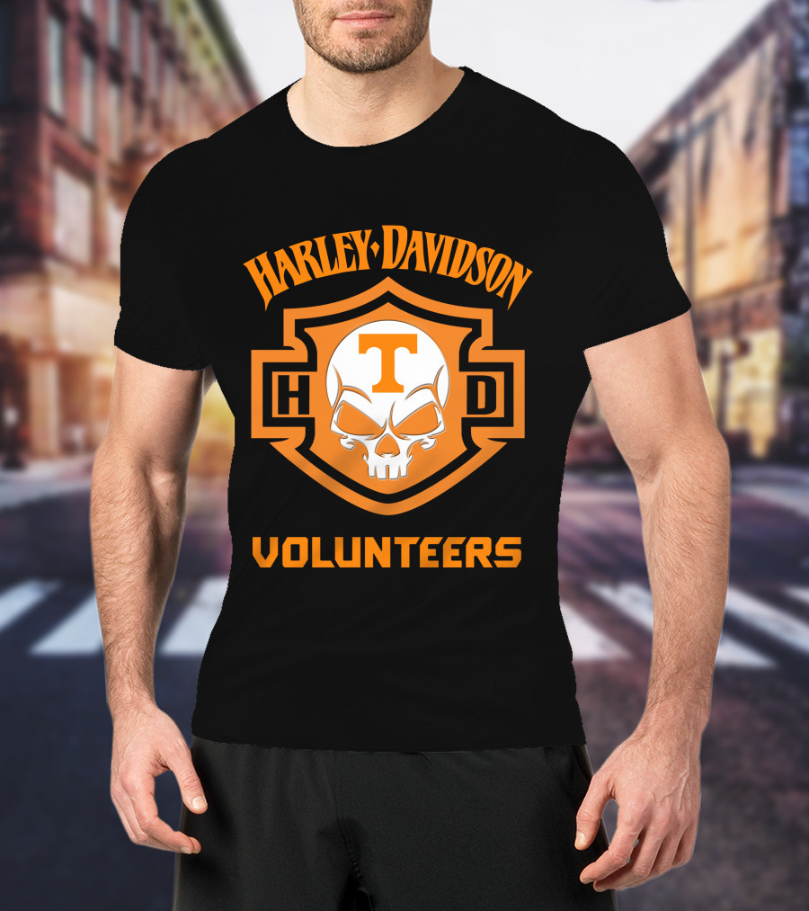 Harley Davidson Volunteers Skull Tennessee Ncaa Football Fans T-Shirt