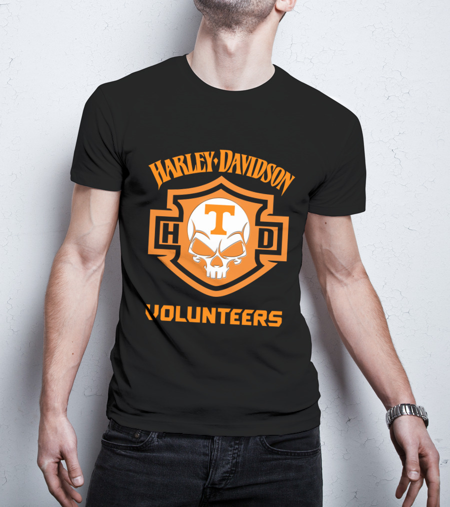 Harley Davidson Volunteers Skull Tennessee Ncaa Football Fans T-Shirt