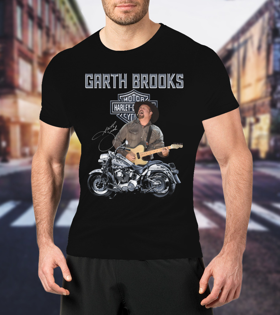 Garth Brooks Harley Davidson Motorcycles Musician Signature T-Shirt