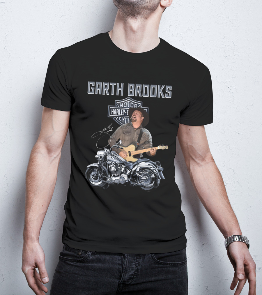Garth Brooks Harley Davidson Motorcycles Musician Signature T-Shirt