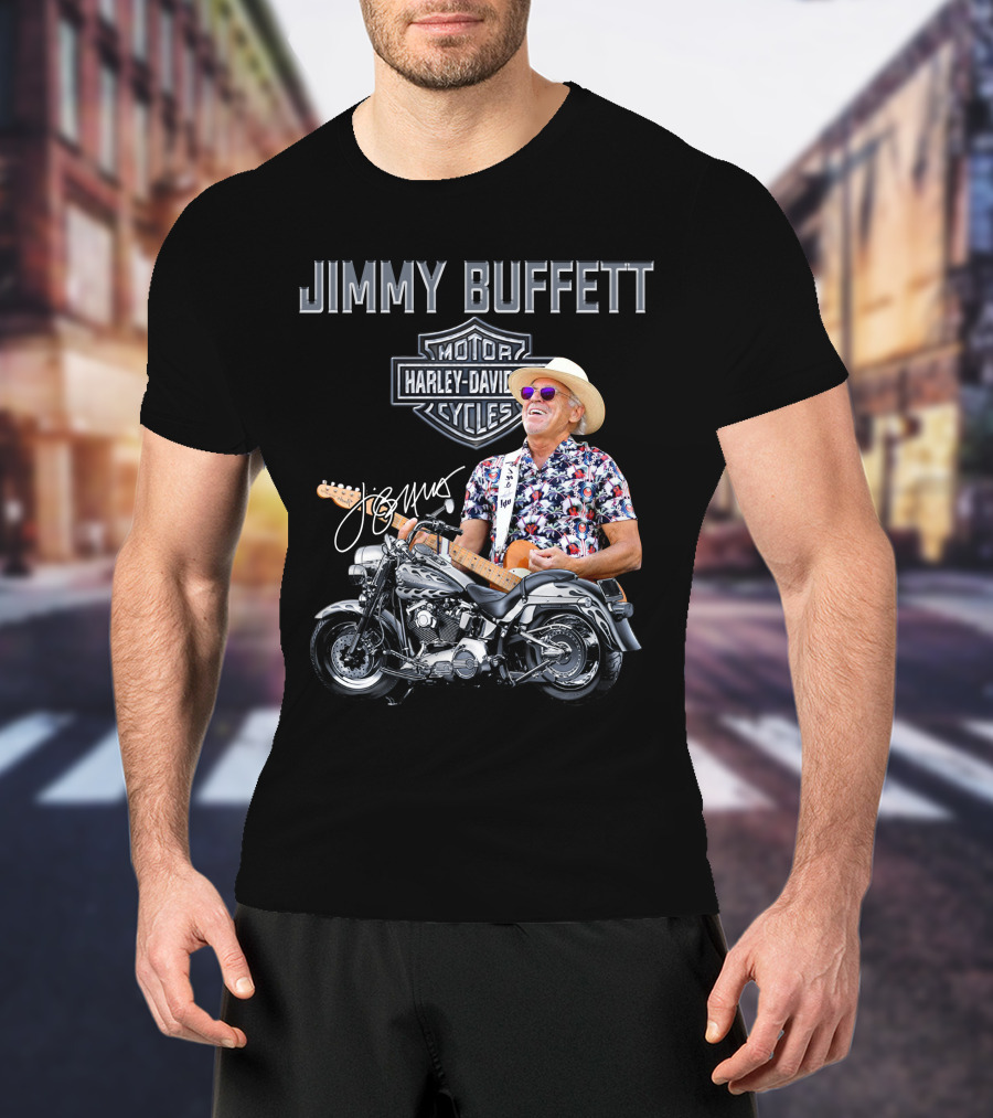 Jimmy Buffett Harley Davidson Motorcycles Vintage Style T-Shirt
