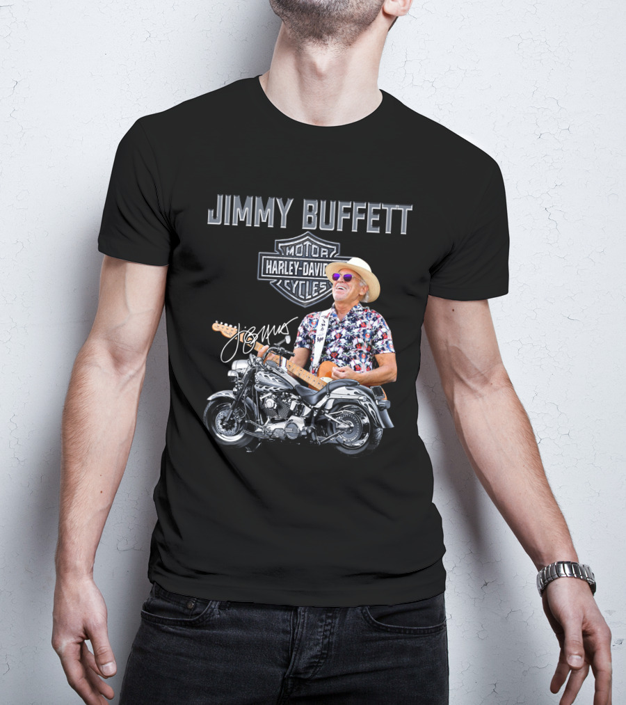 Jimmy Buffett Harley Davidson Motorcycles Vintage Style T-Shirt