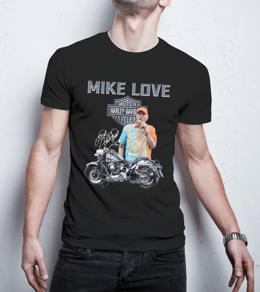 Mike Love Harley Davidson Motorcycle Signature T-Shirt