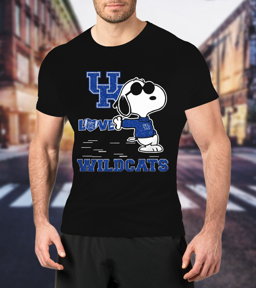 Snoopy Love Kentucky Wildcats Blue UK T-Shirt