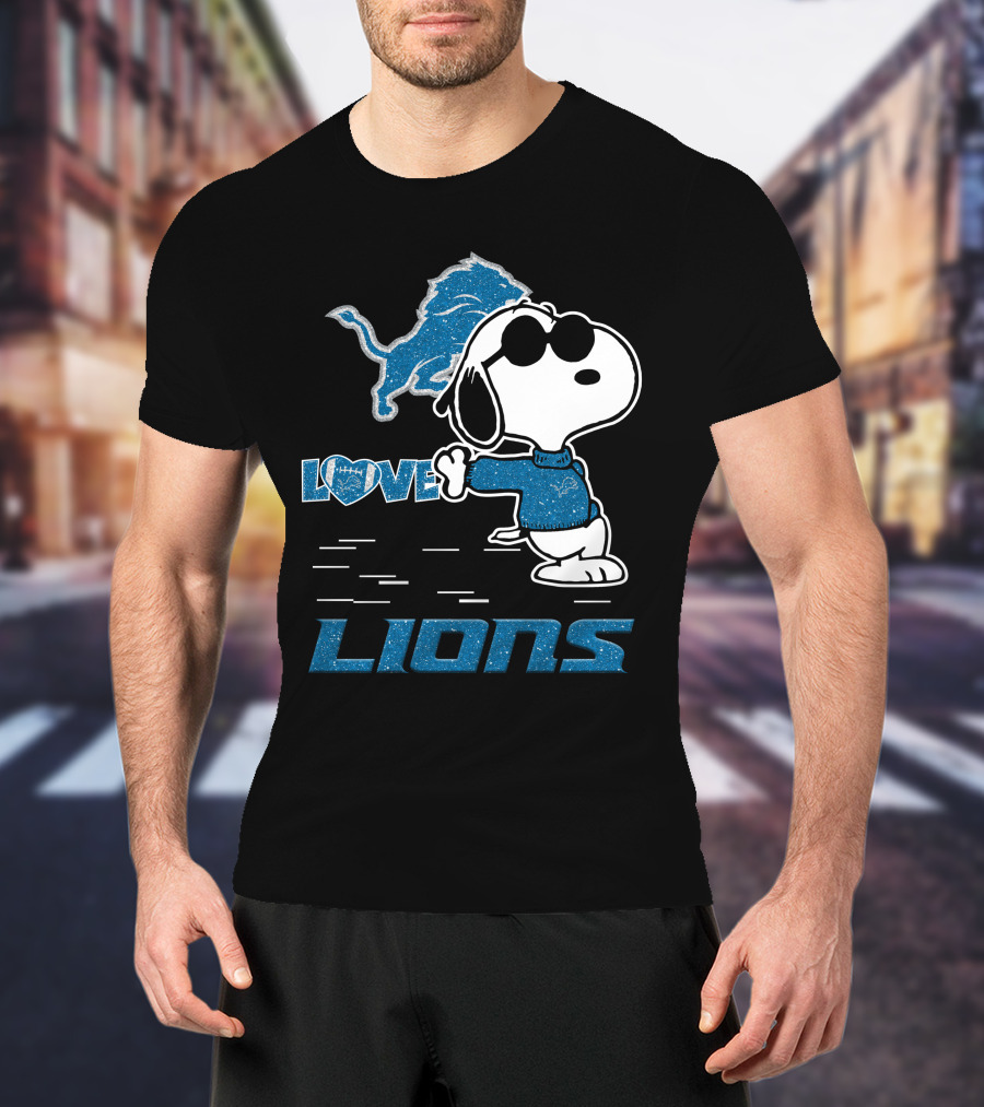 Snoopy Love Detroit Lions Nfl Football Fans T-Shirt