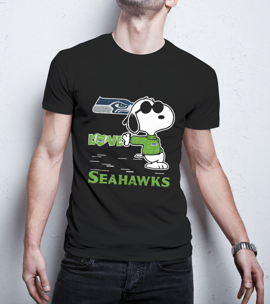 Snoopy Love Seahawks Seattle Football Iconic Peanuts Fandom T-Shirt