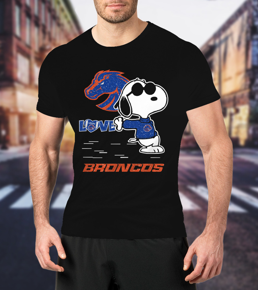 Snoopy Love Boise State Broncos Football Mascot T-Shirt