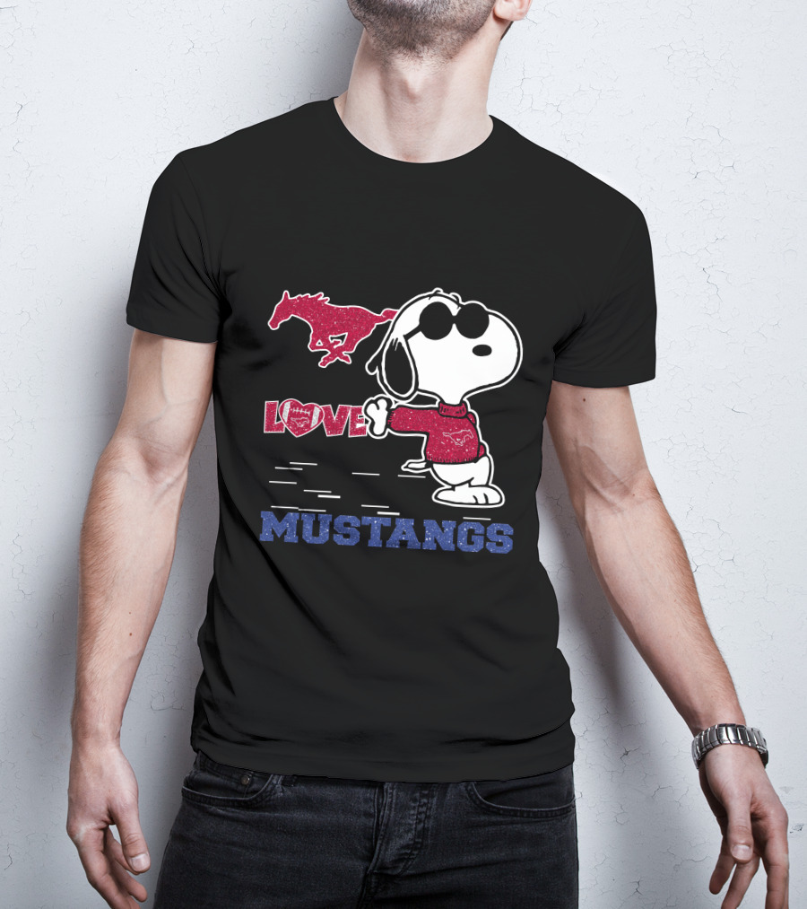 Snoopy Love SMU Mustangs Football Peanuts T-Shirt