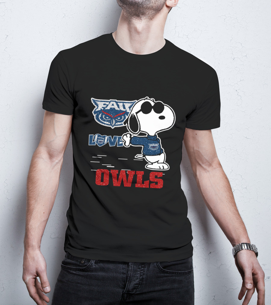 Snoopy Love FAU Owls Football T-Shirt