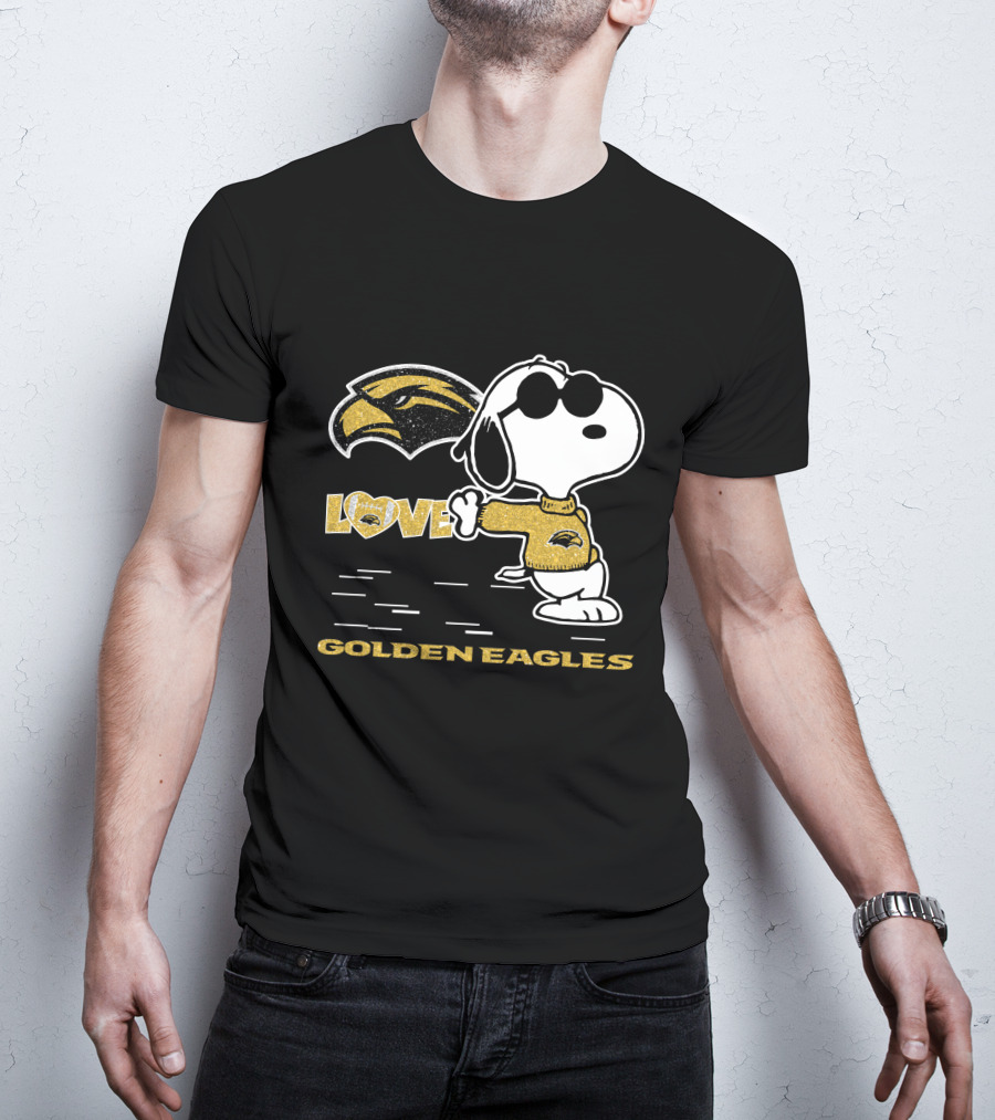 Snoopy Love Southern Miss Golden Eagles Heart T-Shirt