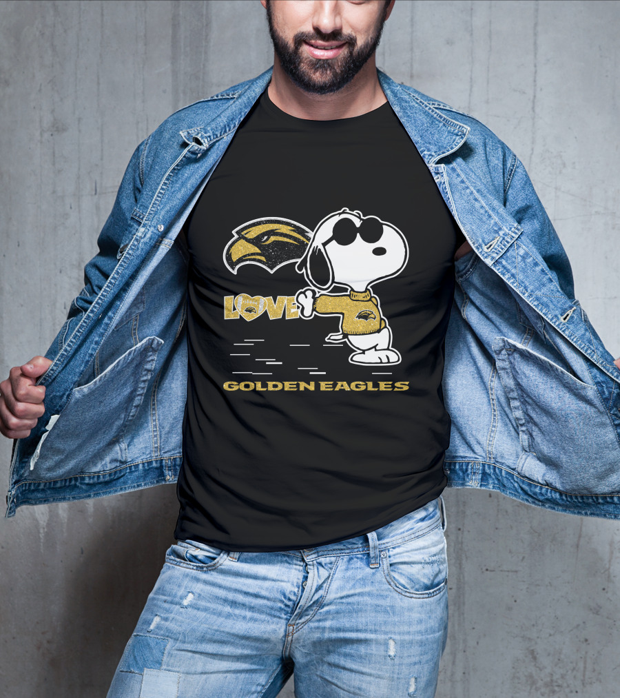 Snoopy Love Southern Miss Golden Eagles Heart T-Shirt