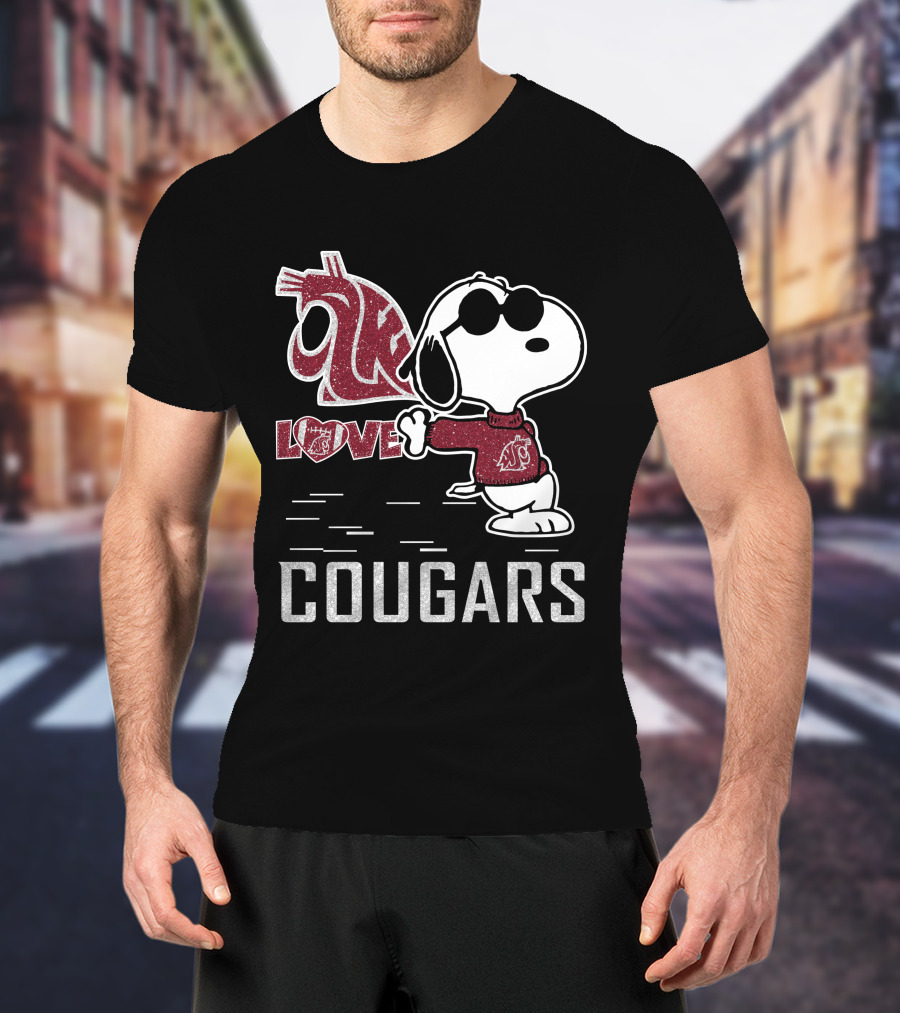 Snoopy Love Washington State Cougars Peanuts WSU Spirit T-Shirt