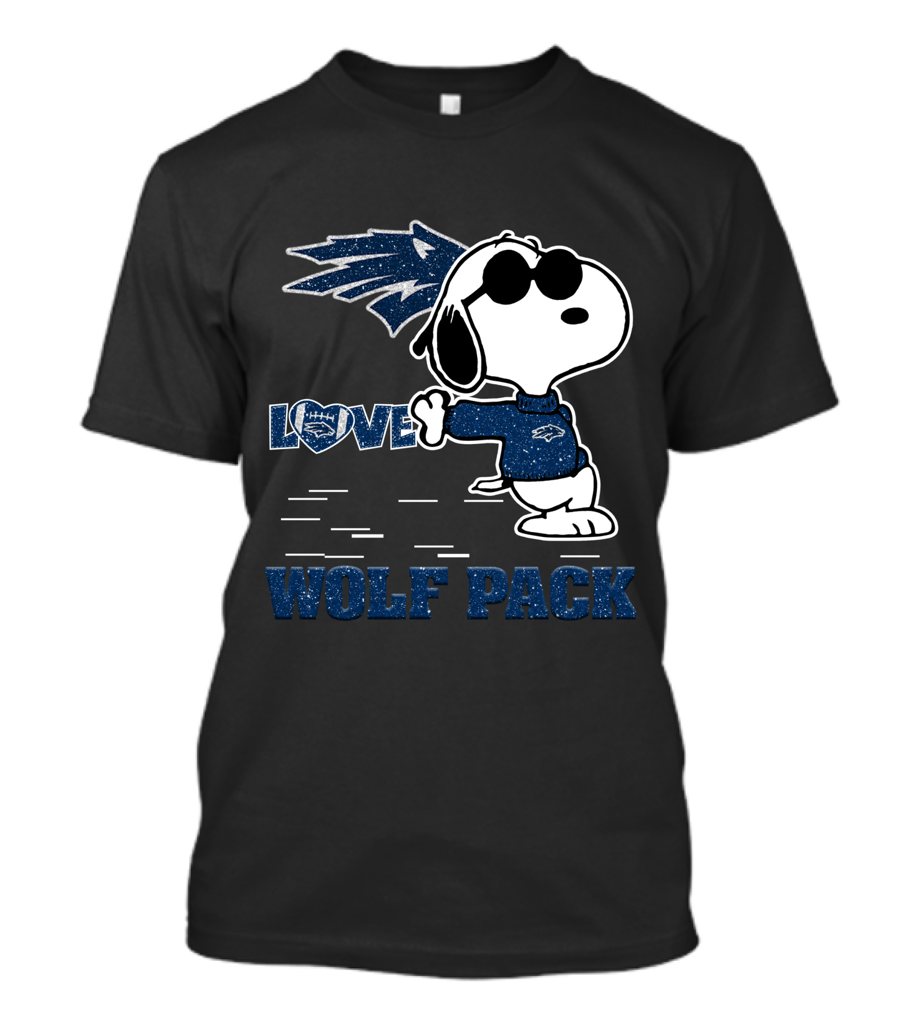 Snoopy Love Nevada Wolf Pack Football T-Shirt