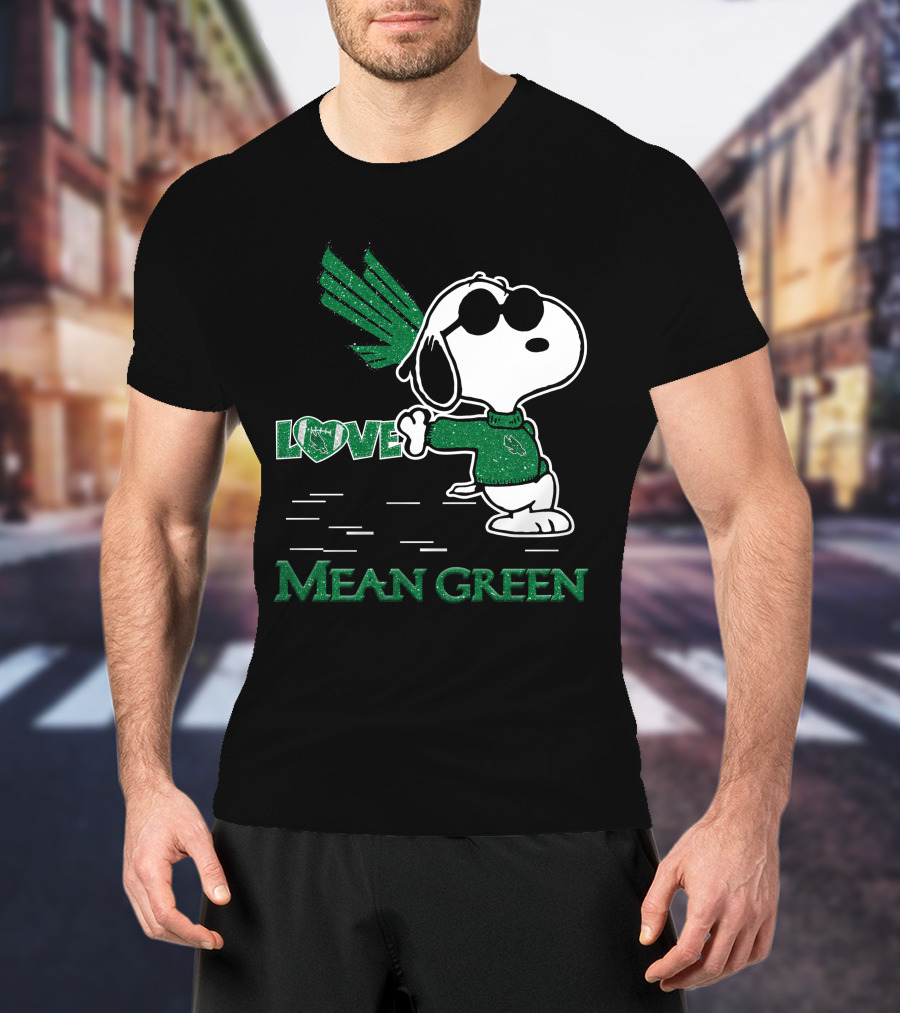 Snoopy Heart Love North Texas Mean Green Peanuts T-Shirt