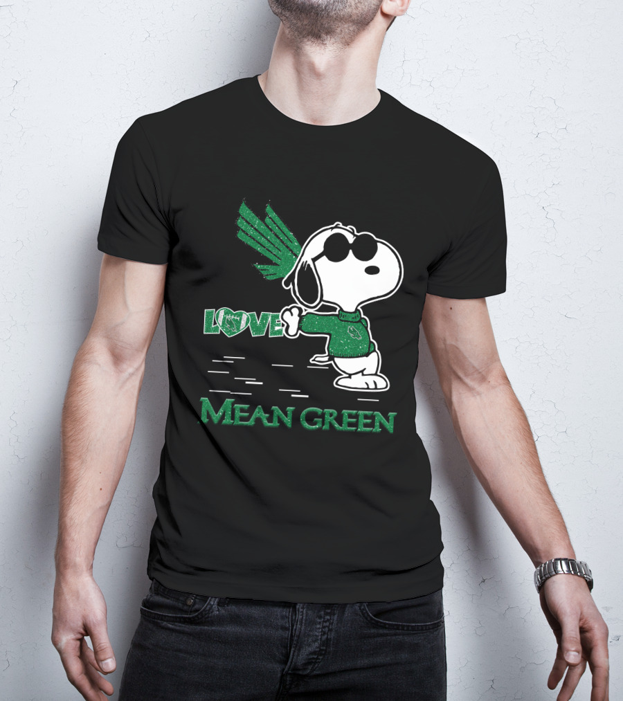 Snoopy Heart Love North Texas Mean Green Peanuts T-Shirt