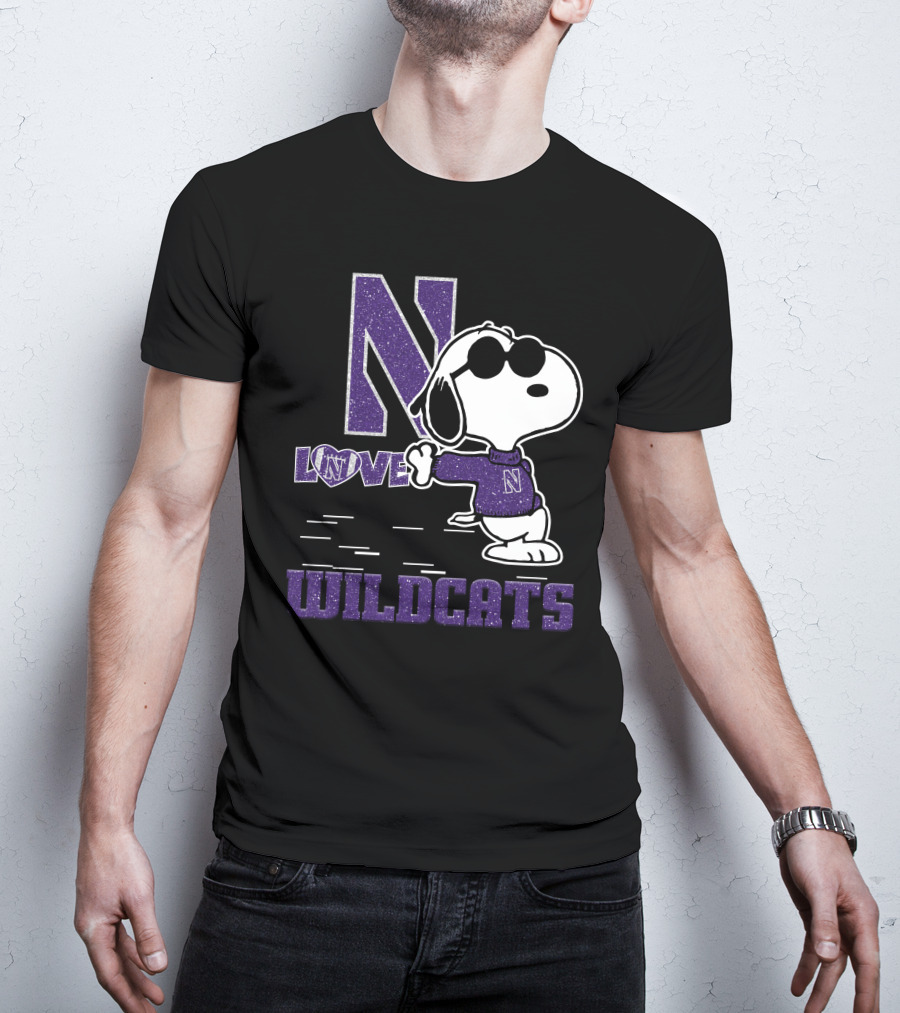 Snoopy Love N Northwestern Wildcats T-Shirt