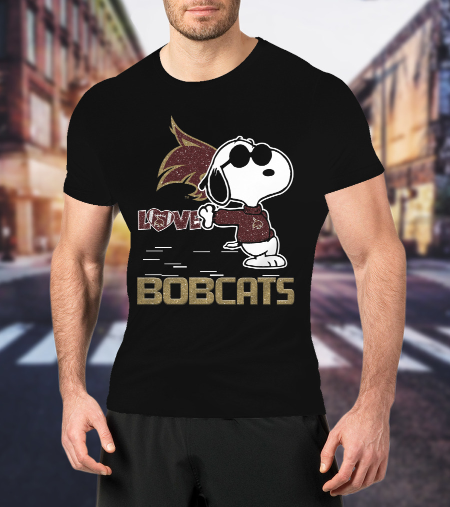 Snoopy Bobcats Love Texas State Bobcats T-Shirt