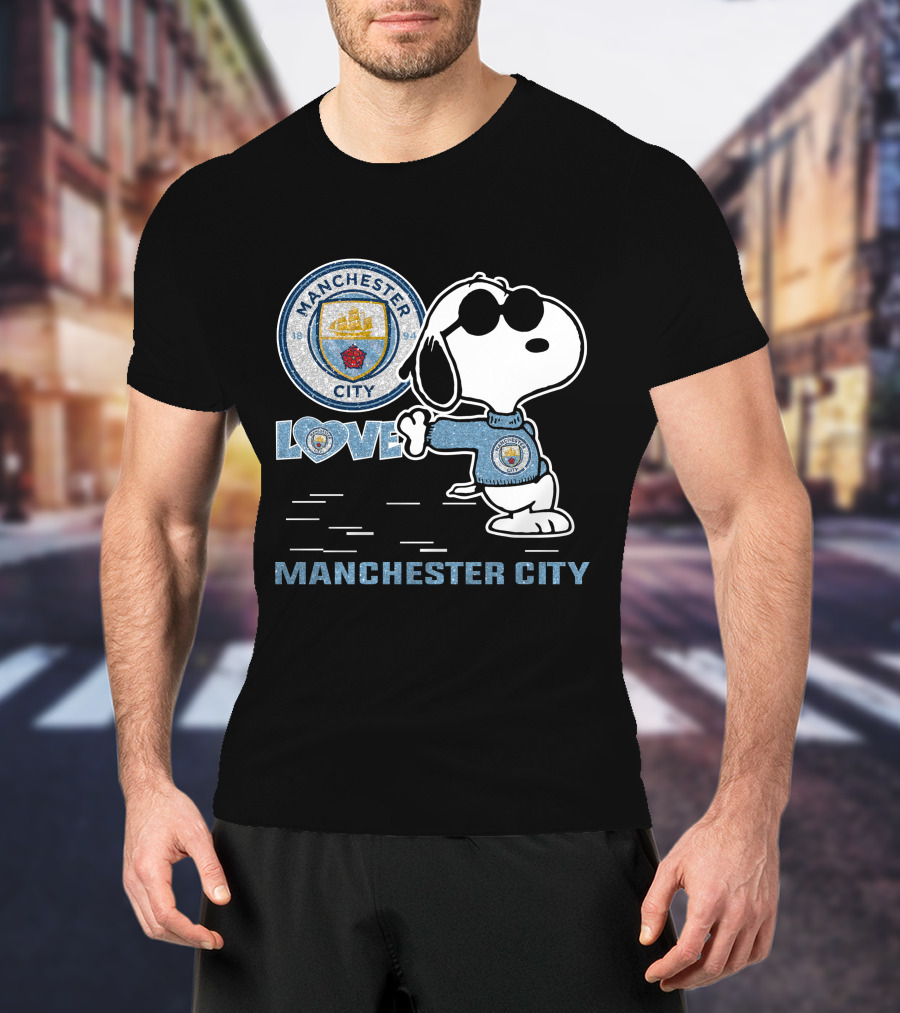 Snoopy Love Manchester City Badge Character Collection T-Shirt