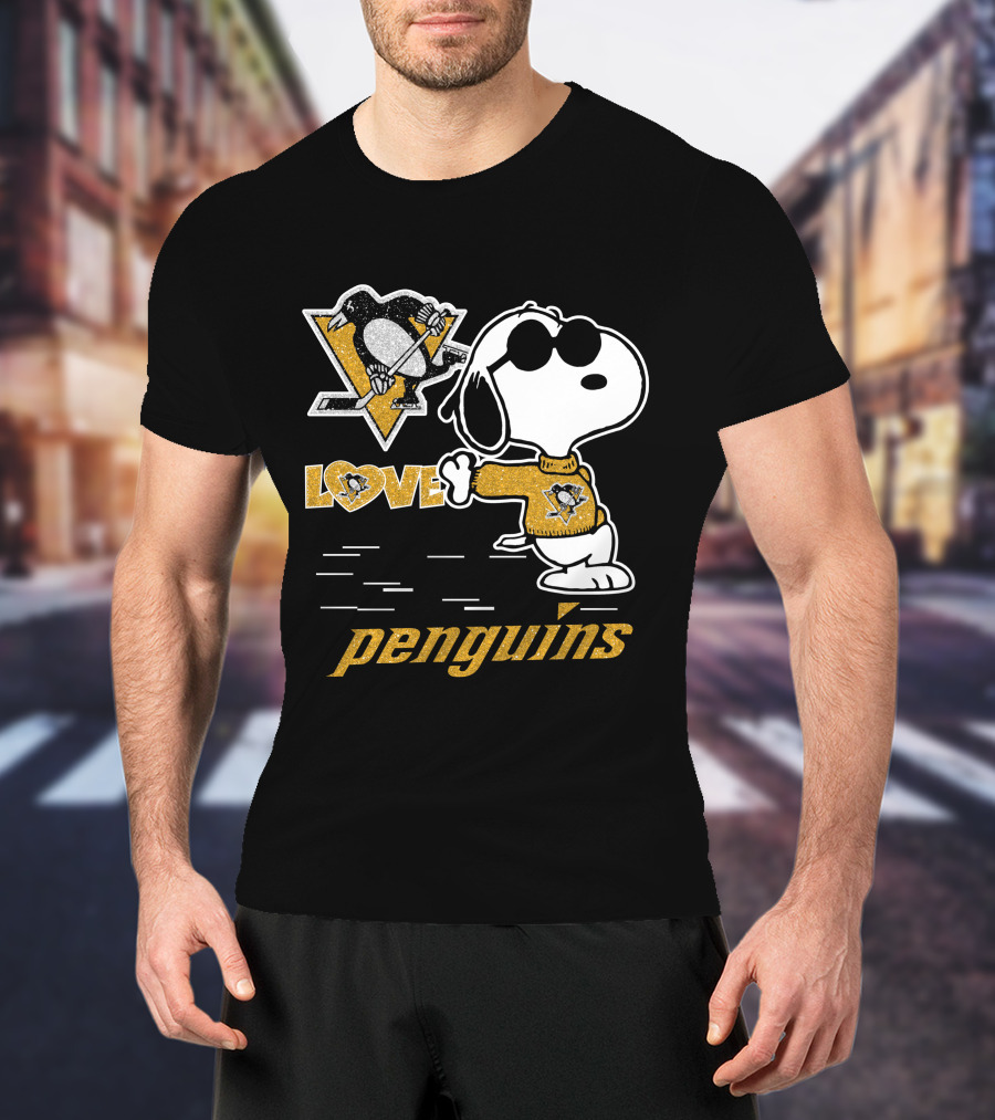 Snoopy Penguins Love Pittsburgh Penguins T-Shirt
