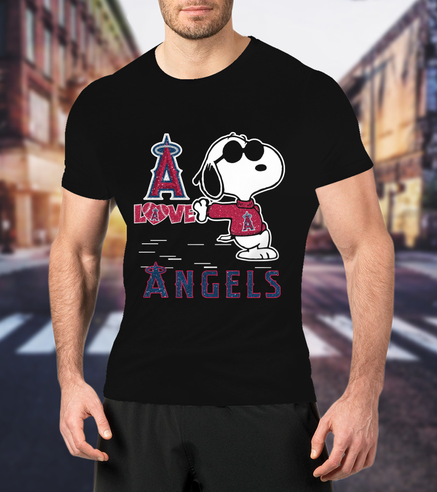 Snoopy Love Los Angeles Angels A Angels T-Shirt