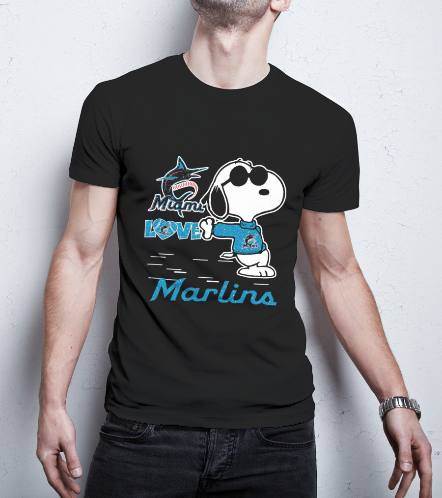 Snoopy Miami Marlins Love T-Shirt