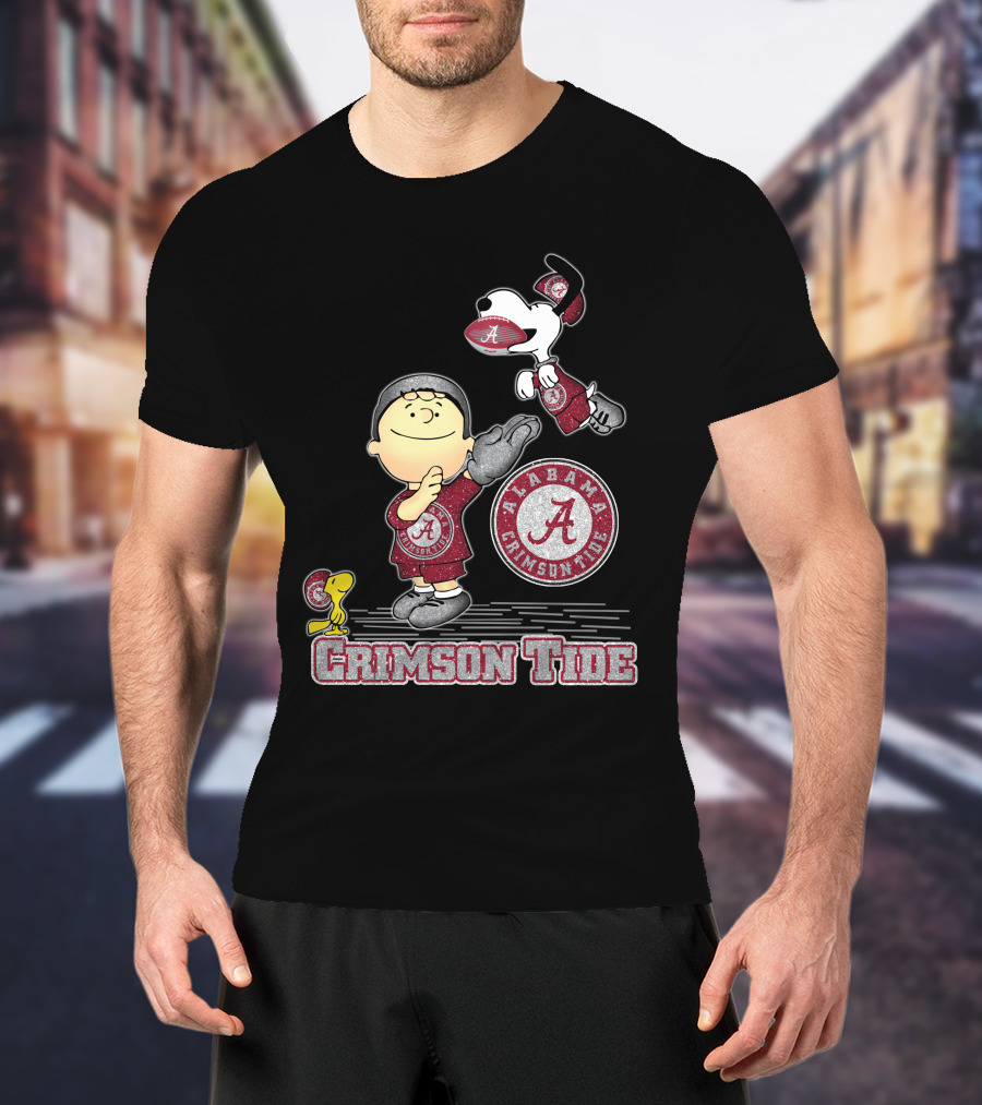 Snoopy And Woodstock Celebrate Alabama Crimson Tide Football T-Shirt