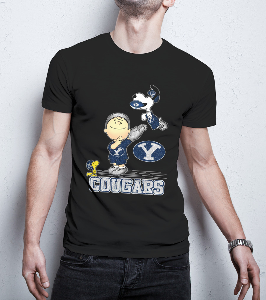 Snoopy Love BYU Cougars Peanuts Football Team Spirit T-Shirt