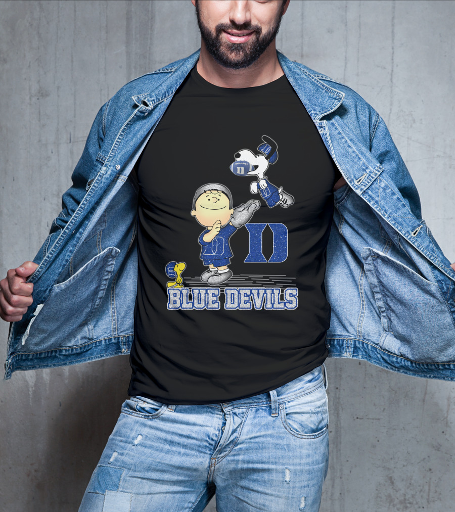 Snoopy And Friends Celebrating Duke Blue Devils Football Enthusiasm T-Shirt