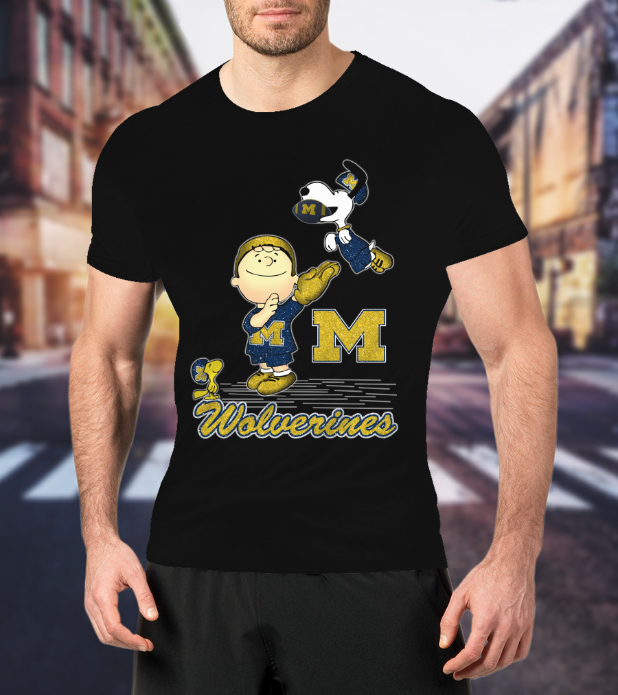 Snoopy And Wolverines Enthusiastic Team Spirit With Peanuts Characters T-Shirt