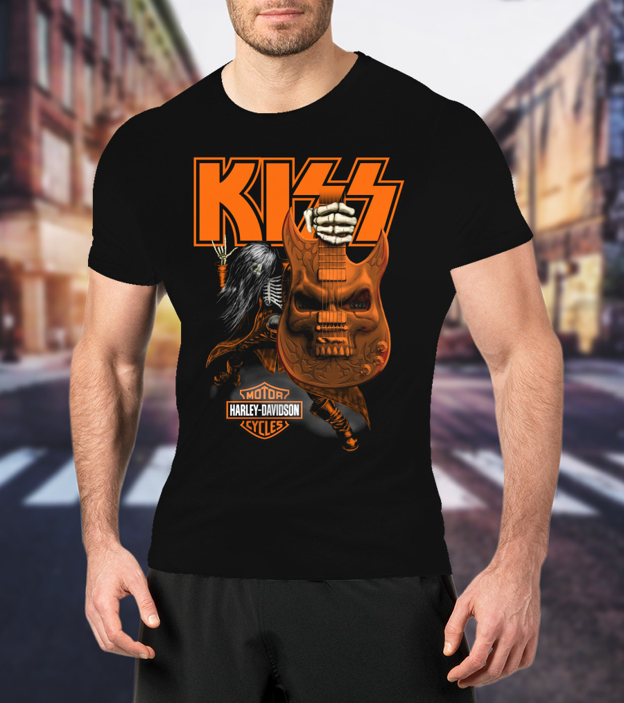 Kiss Harley Davidson Skeleton Guitar T-Shirt