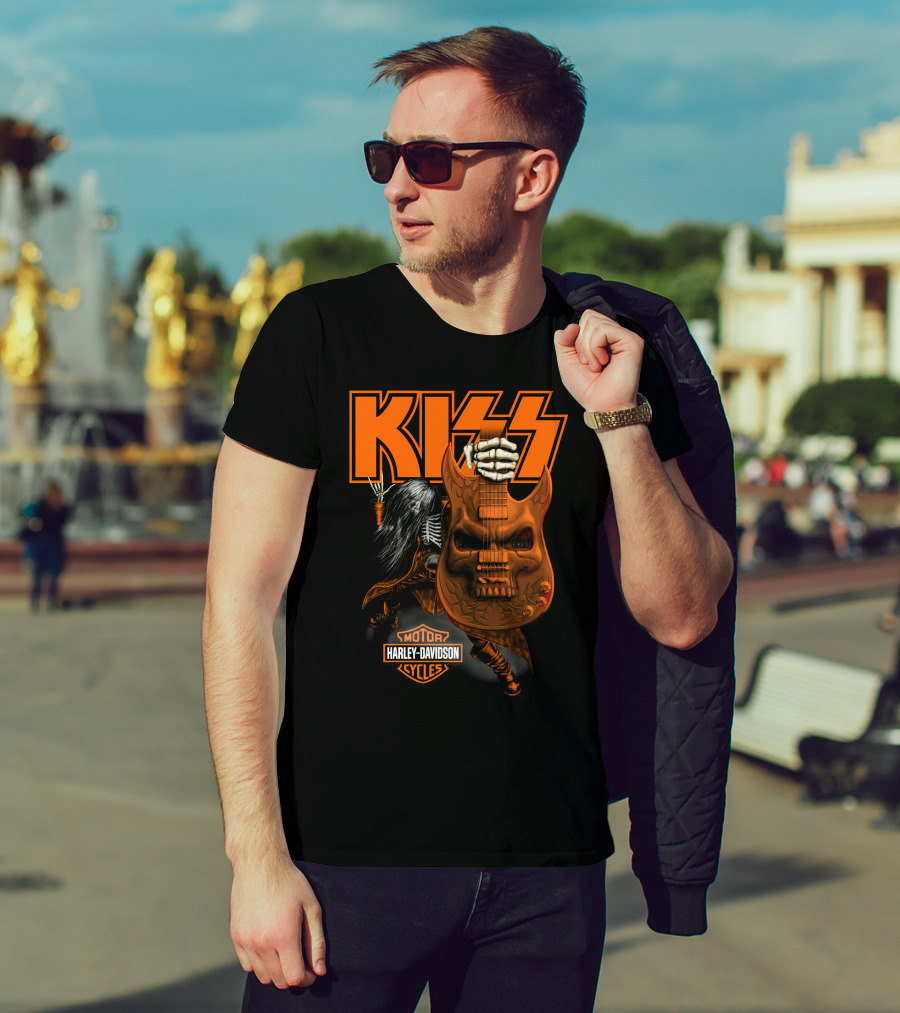 Kiss Harley Davidson Skeleton Guitar T-Shirt
