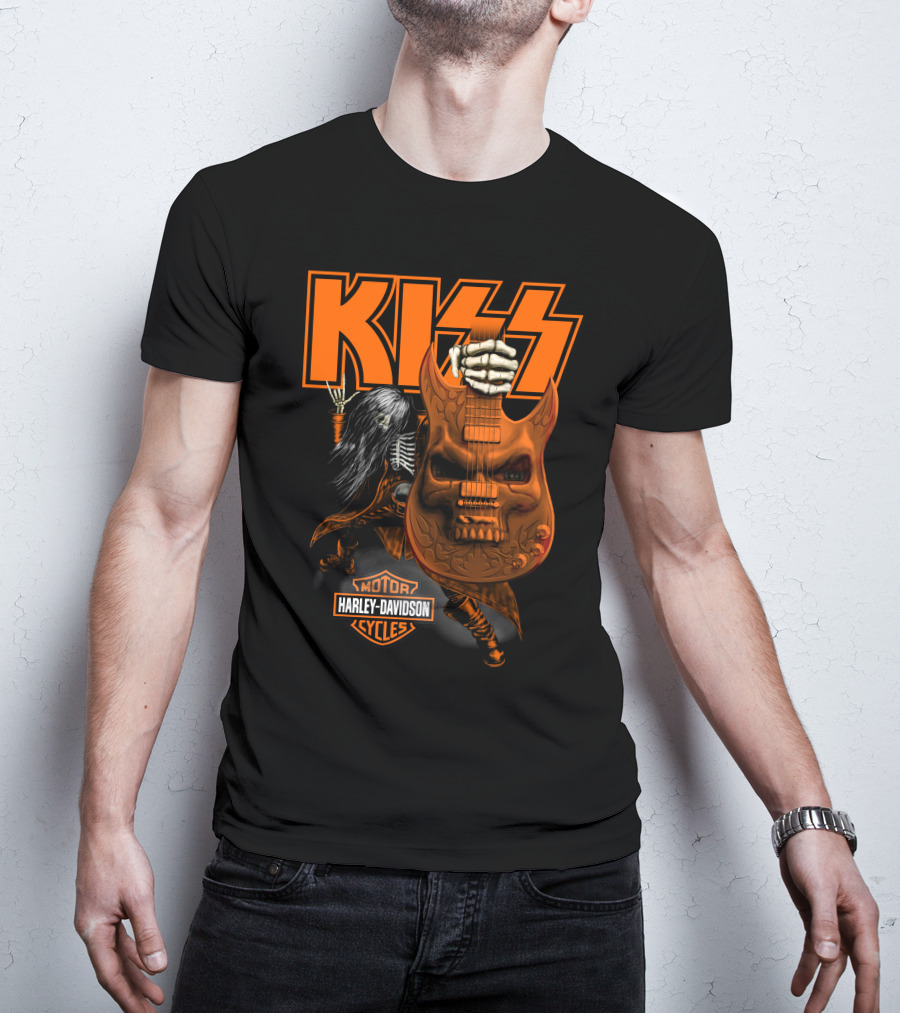 Kiss Harley Davidson Skeleton Guitar T-Shirt