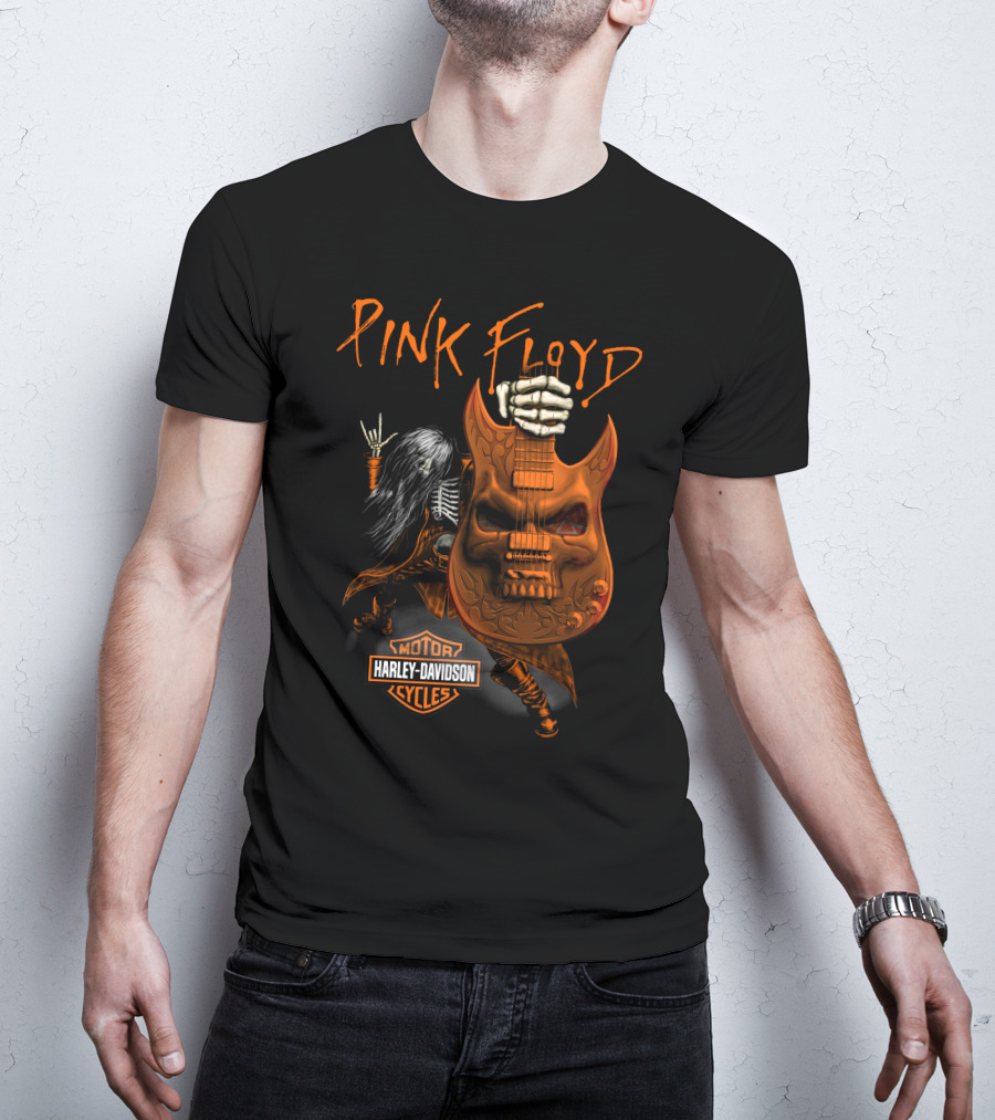 Pink Floyd Harley Davidson Skull Guitar T-Shirt