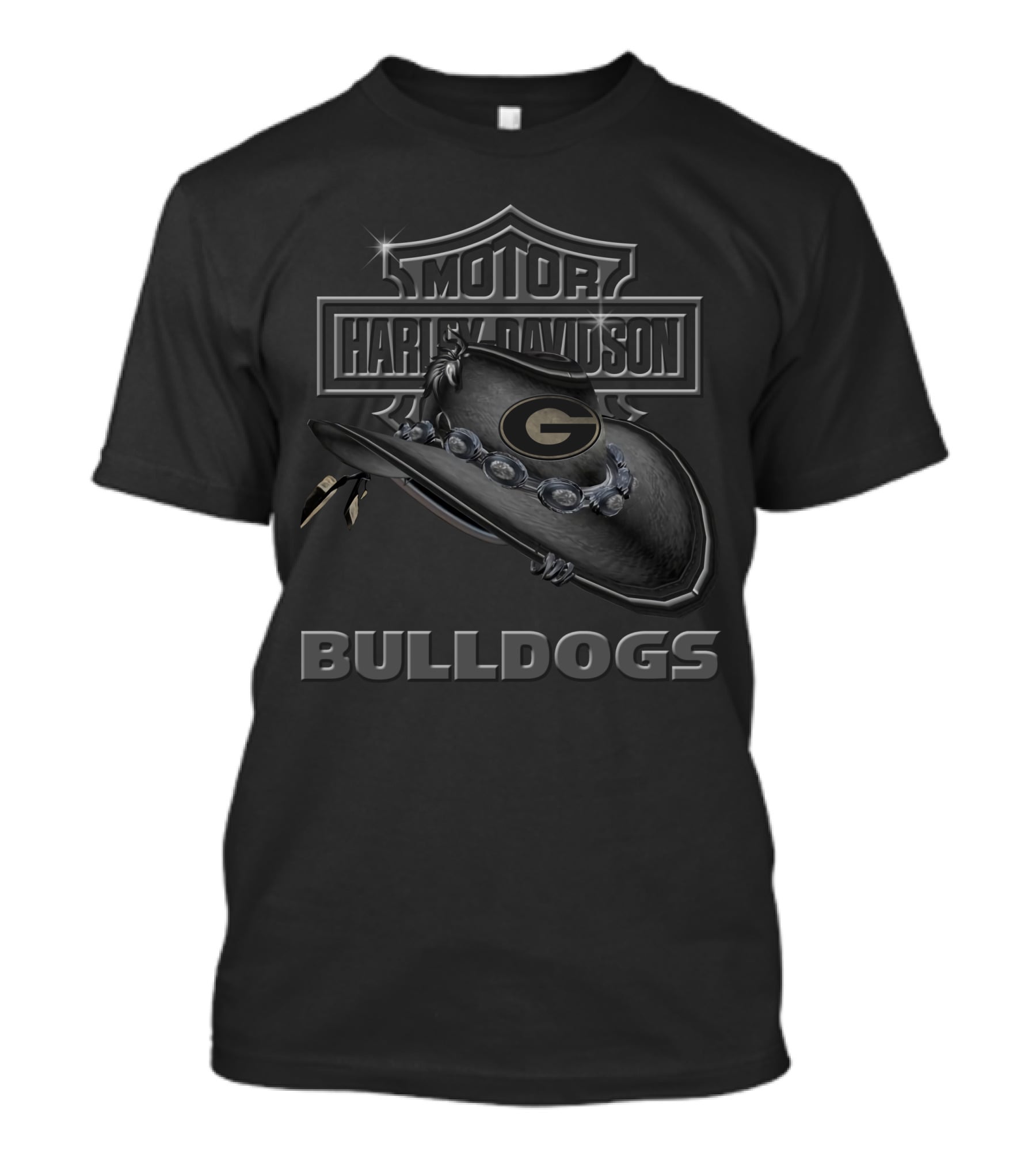 Motor Harley Davidson Georgia Bulldogs Cowboy Hat T-Shirt