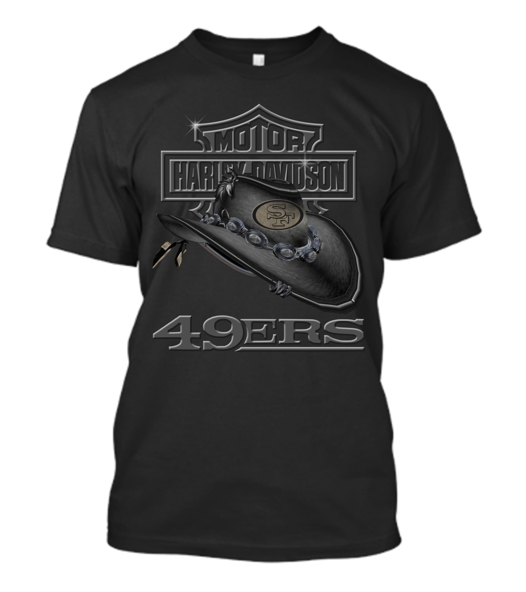 Harley Davidson San Francisco 49ers Sf Cowboy Hat T-Shirt