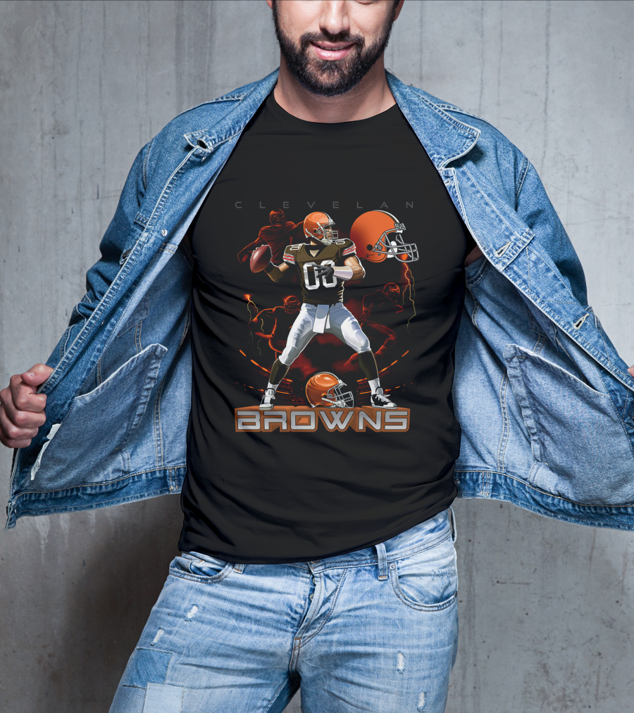 Cleveland Browns Football Quarterback Helmet Graphics T-Shirt