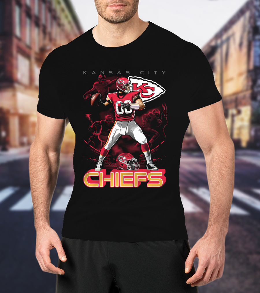 Kansas City Chiefs Football Player With Kc Helmet T-Shirt