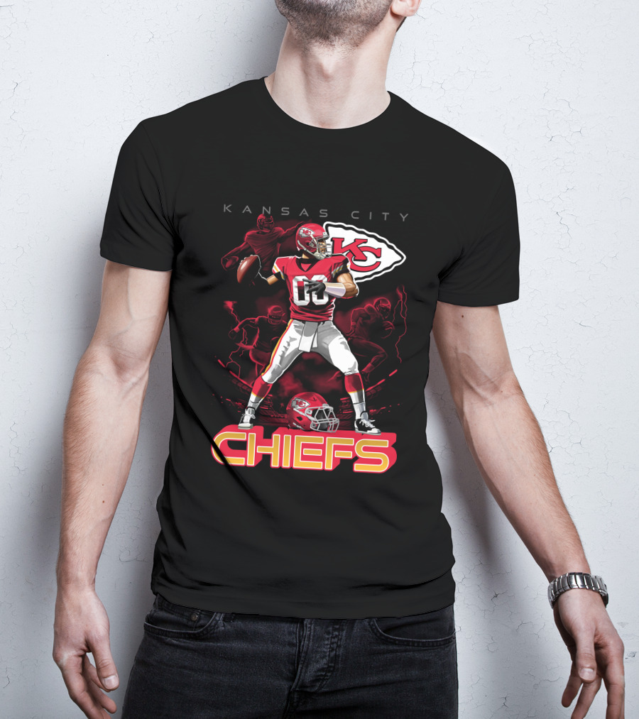 Kansas City Chiefs Football Player With Kc Helmet T-Shirt