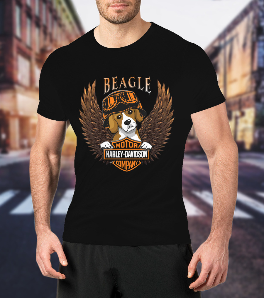 Beagle Harley Davidson Motor Company Winged T-Shirt